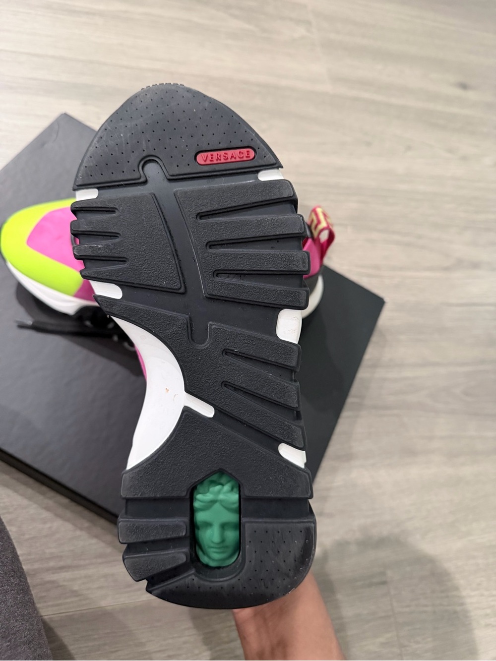 Versace Pink & Neon Green Women's Chunky Sneaker - Picture 6 of 6